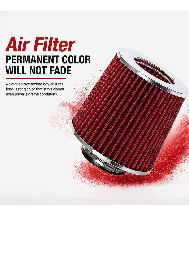Universal Car High Flow Cone Air Filter 2PCS Clamp On Performance Intake Filter Washable Reusable Pre Oiled Cotton Gauze Engine Air Cleaner Kit for Car SUV Truck Cold Air Intake System Power Increase Durable Metal Mesh - Image 2