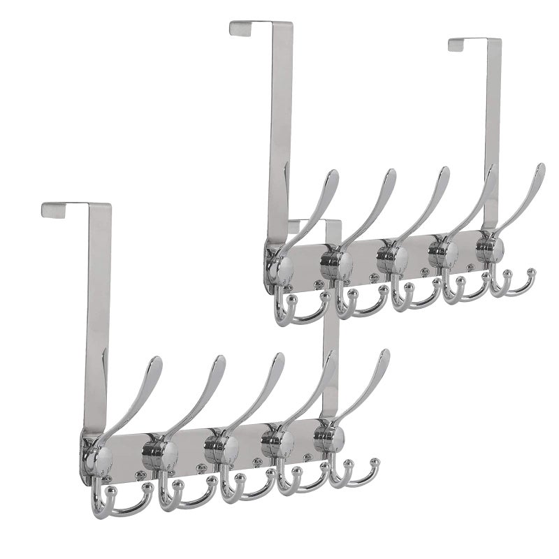 Encozy Over The Door Hooks,Coat Rack for Hanging Clothes Hat Towel (Heavy Duty Silver 2pcs) - Image 3