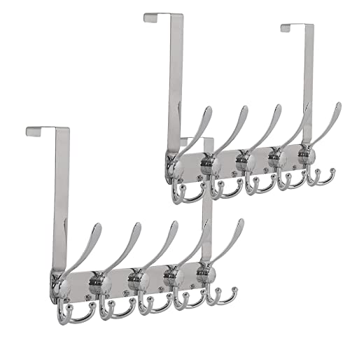 Encozy Over The Door Hooks,Coat Rack for Hanging Clothes Hat Towel (Heavy Duty Silver 2pcs) - Image 1