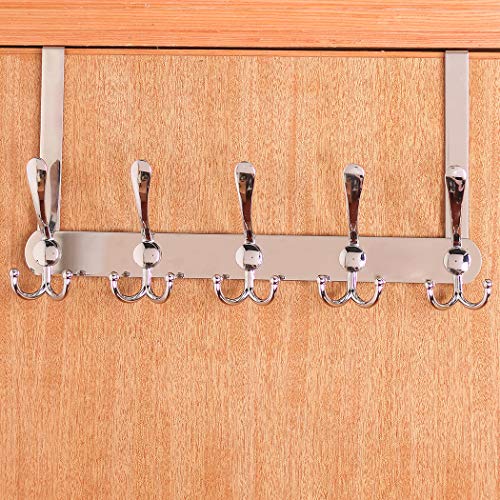 Encozy Over The Door Hooks,Coat Rack for Hanging Clothes Hat Towel (Heavy Duty Silver 2pcs) - Image 4