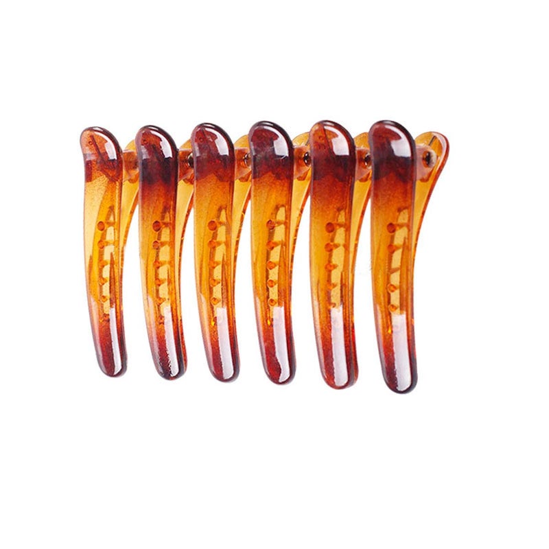 Fodattm 12PCS Professional Hairdressing Salon Duckbill Clip Plastic Non Slip Alligator Hairpin Simple Hairgrip Hair Clip Hair Barrettes for Hair Styling and Sectioning Length 3in Brown
