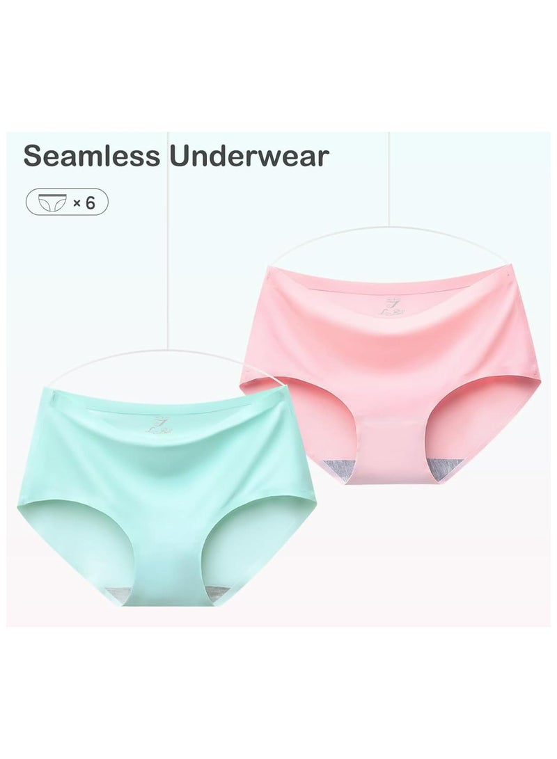 LOVE BELL Women's 6 Pack Seamless Panty - Invisible, Soft & Smooth Fit Underwear for Ladies. (UAE/KSA, Alpha, XXL, Regular, Regular, Classic Plain With Flower - 6 Pcs Pack) - Image 2