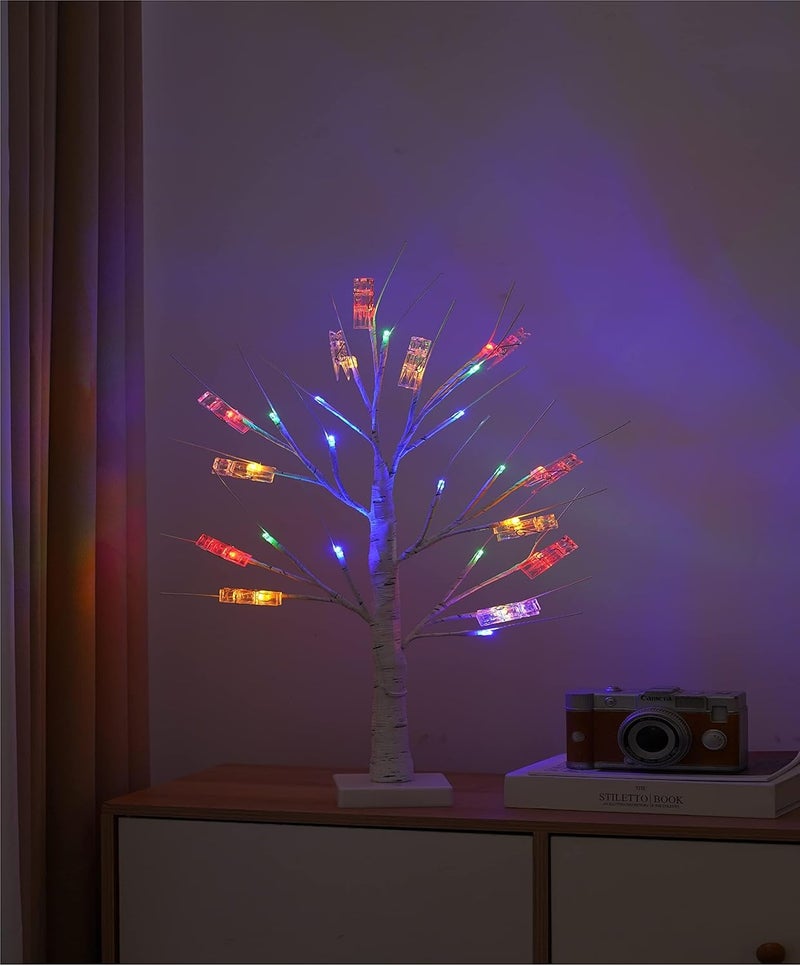 Taleasy 2 Pack Money Tree Gift Card Holder- DIY Birch Tree Lamp with 12 Clips and 24 Twig LEDs, Display Money Cash Photo for Birthday Christmas Home Party Festival Wedding (Coloured 2Pack) - Image 5