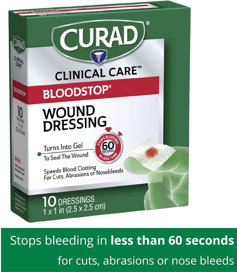 Curad Bloodstop Hemostatic Gauze Helps Stop Bleeding Quickly 1 x 1 10 Count Pack of 2 - Image 2