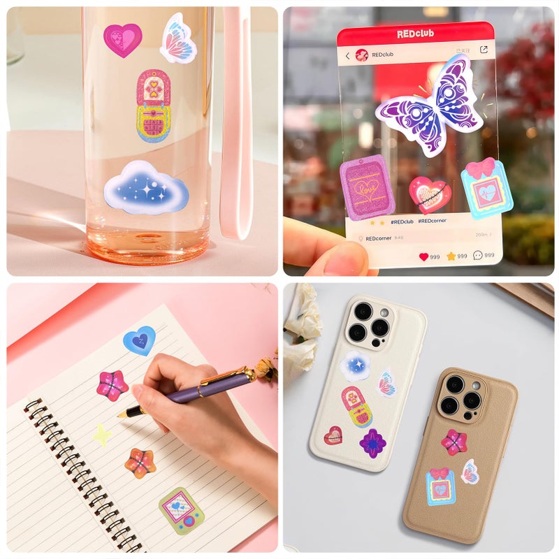 Tmtains 3500Pcs Korean Stickers for Kpop Photocards Decor Stickers Book Aesthetic Toploader Sticker Glitter Butterfly Sweetheart Ribbon Flower Alphabet Cute Scrapbook Sticker for DIY Card Art Crafts 60-Page - Image 5