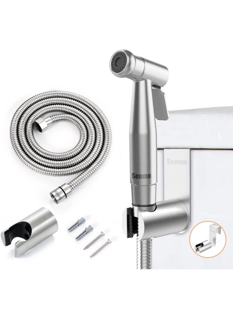 Seemo Shattaf Bidet Spray Shower Handheld Sprayer for Toilet Wash Jet Shattaf Diverter with Pressure Controllable 304 Stainless Steel Head Hose and Holder for Self Cleaning Shattaf Set - Image 1