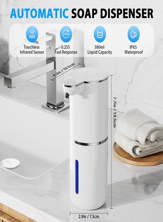 Fantictas Automatic Soap Dispenser,Touchless Automatic Foam Soap Dispenser 380ML, USB Charging 4 Adjustable Levels Wall Mount for Kitchen ＆ Bathroom, Shower Soap Dispenser, White - Image 4