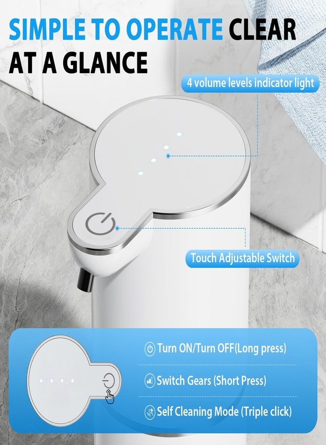 Fantictas Automatic Soap Dispenser,Touchless Automatic Foam Soap Dispenser 380ML, USB Charging 4 Adjustable Levels Wall Mount for Kitchen ＆ Bathroom, Shower Soap Dispenser, White - Image 2