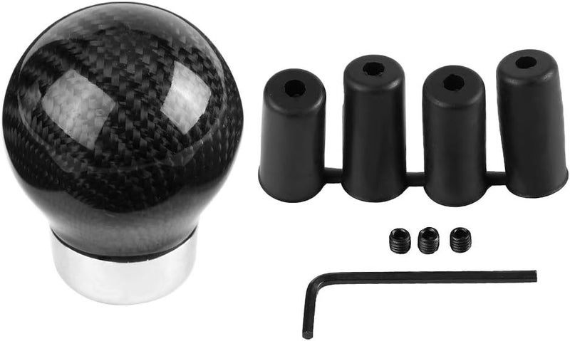 Universal Carbon Fiber Gear Shift Knob, Manual Transmission Shift Lever Knob, Ergonomic True Carbon Fiber Shifter with Smooth Finish for Most Cars, Includes Multiple Rubber Sleeves - Image 1