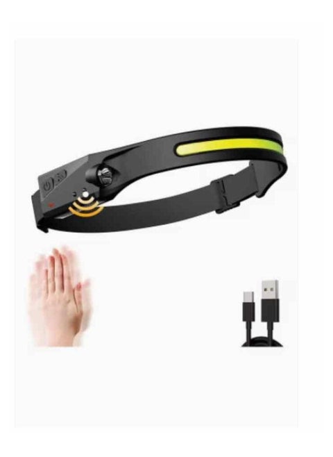 rechargeable LED Headlamp, 230° Illumination Headlight with Motion Sensor, Lightweight, Weatherproof, 2 Light Source Head Lamp Flashlight for Camping, Hiking, Running, Outdoor - Adults and Kids