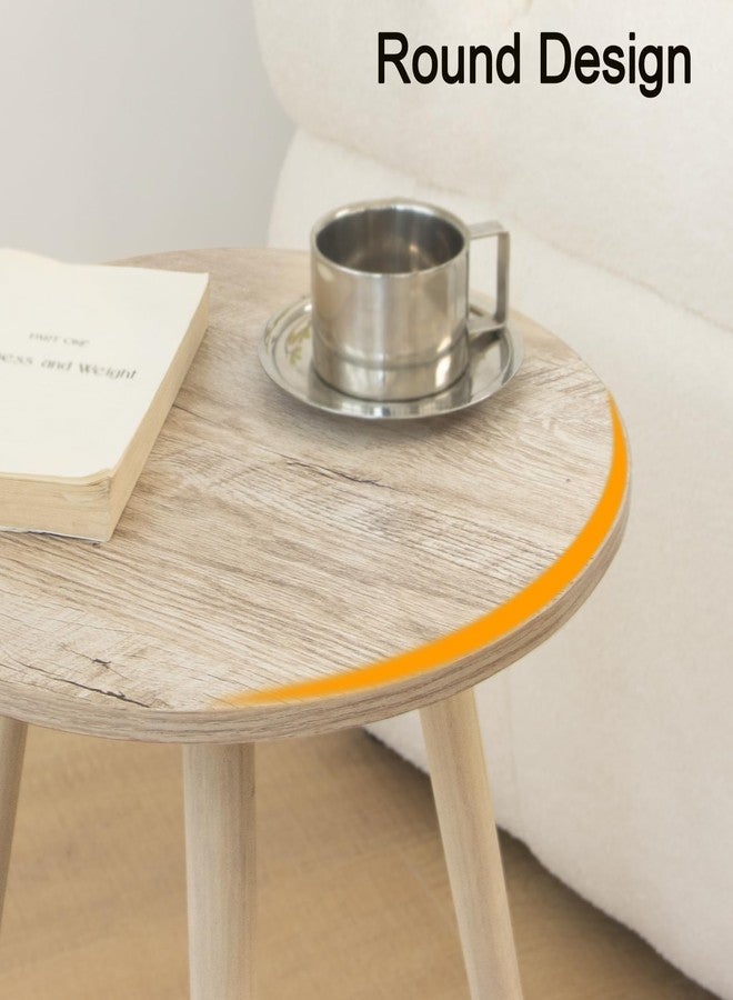 AWASEN Round Side Table, Modern Small End Table for Living Room, Wood Accent Drink Table for Small Space with Solid Wood Legs, Easy Assembly, Rustic White Oak - Image 5
