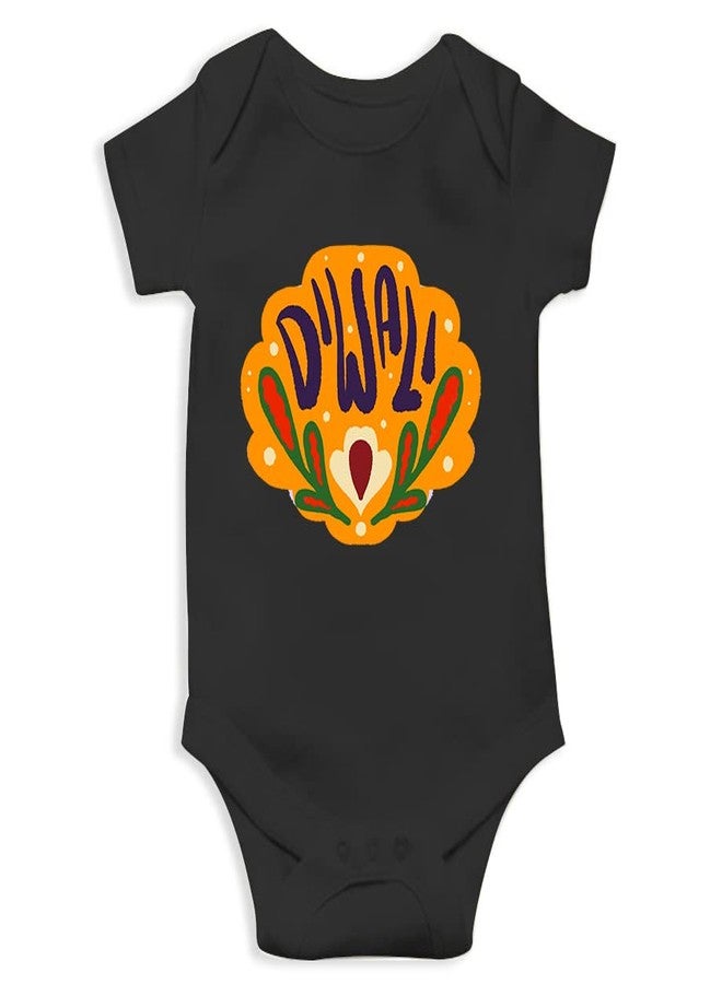 Mott2 Diwali Special Unisex Baby Romper - Diwali (9-12 Months Black) - Image 1