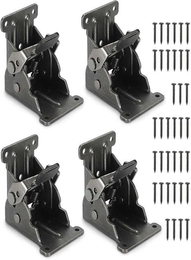 Shrux Heavy Duty Furniture Support Brackets – 4 Pack Spring-Loaded Adjustable Hinges with Screws for Sofa Bed, Couch, Foldable Table, Ottoman – Ideal for DIY Furniture Repair – Black - Image 1