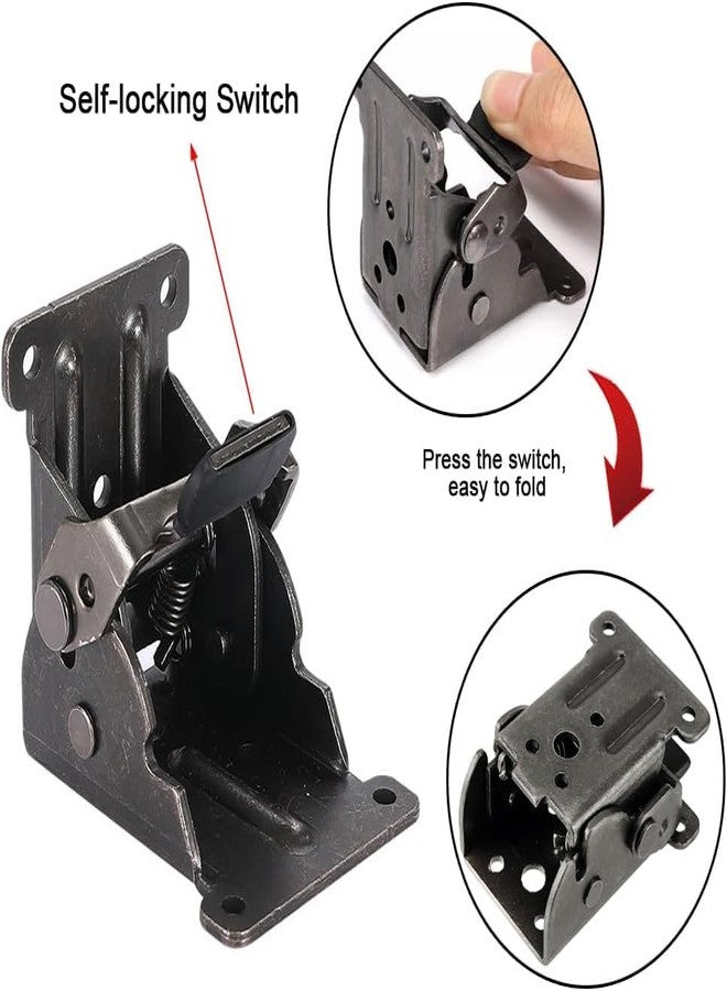 Shrux Heavy Duty Furniture Support Brackets – 4 Pack Spring-Loaded Adjustable Hinges with Screws for Sofa Bed, Couch, Foldable Table, Ottoman – Ideal for DIY Furniture Repair – Black - Image 3