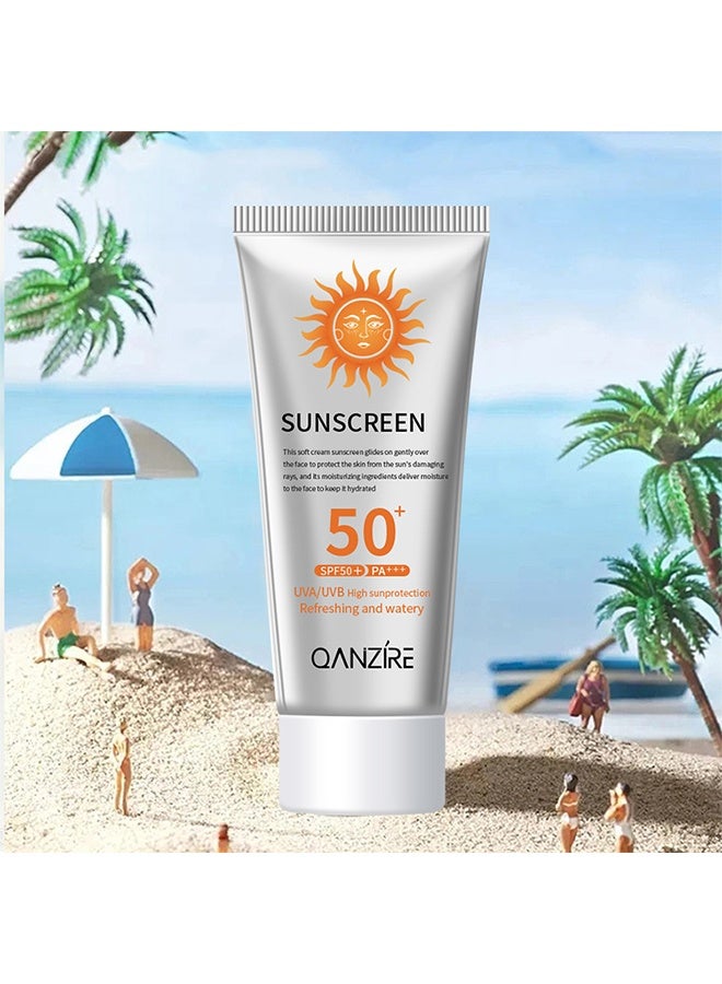 QANZIRE SPF 50+ PA+++ Mineral Sunscreen - Safe, natural sunscreen - Water-resistant sunscreen - Broad-UVA/UVB High sunprotection-Refreshing and watery-Pure Botanical Sunscreen Lotion,50g - Image 1