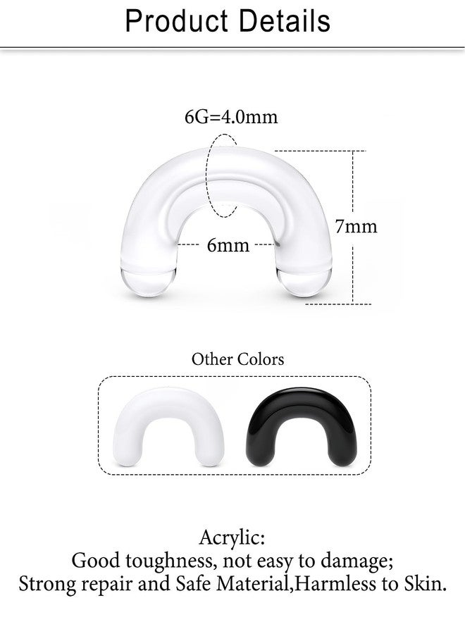 Cisyozi 6G Plastic Septum Retainer Stretching Kit 6 Gauge Silicone Acrylic Rubber U Shape Black White Clear Septum Nose Ring Pincher Taper Piercing Jewelry Retainer Surgery Work Sport Women Men - Image 2