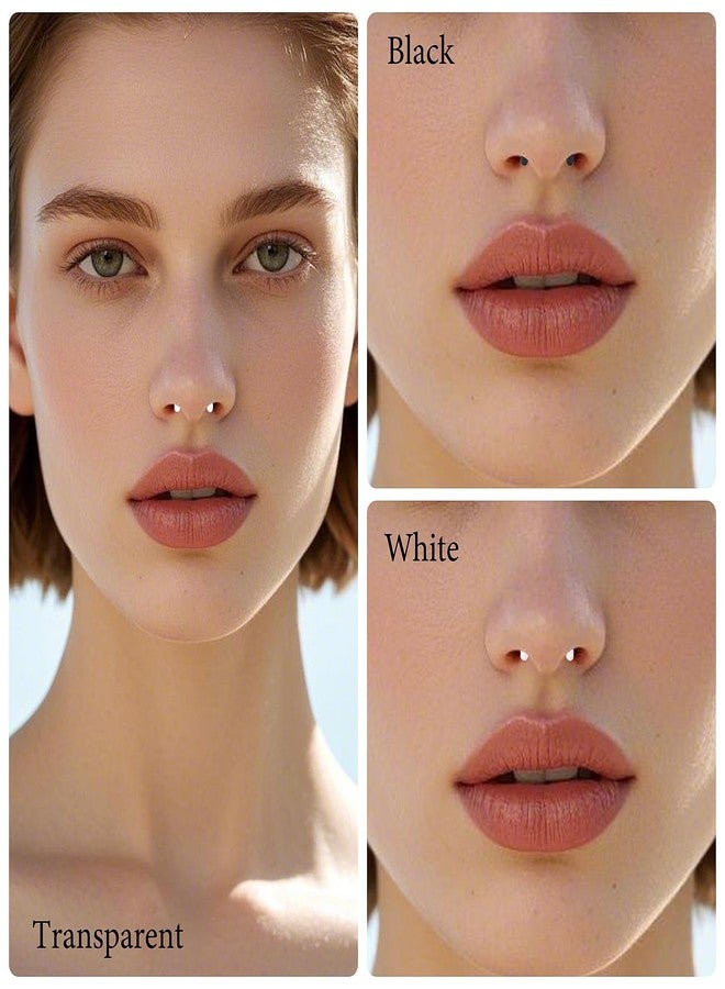 Cisyozi 6G Plastic Septum Retainer Stretching Kit 6 Gauge Silicone Acrylic Rubber U Shape Black White Clear Septum Nose Ring Pincher Taper Piercing Jewelry Retainer Surgery Work Sport Women Men - Image 3