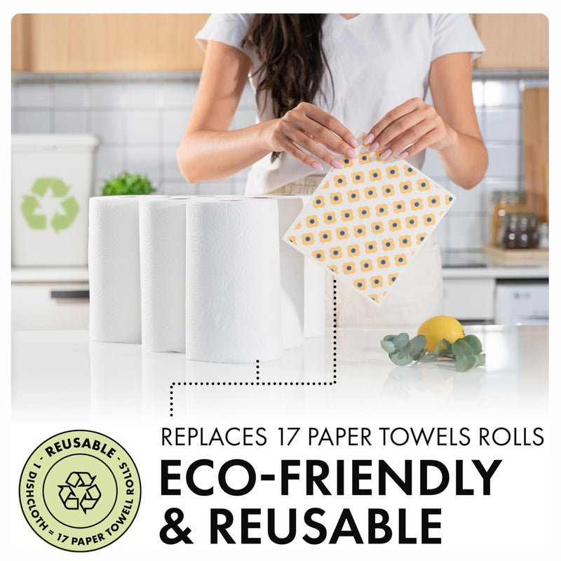 SUPERSCANDI 5 Pack Swedish Dishcloths for Kitchen - 100% Biodegradable & Compostable | Reusable Paper Towels Washable, Food-Safe & Without Plastic - Dish Rags Suitable for Any Surface | Scandi Design - Image 5