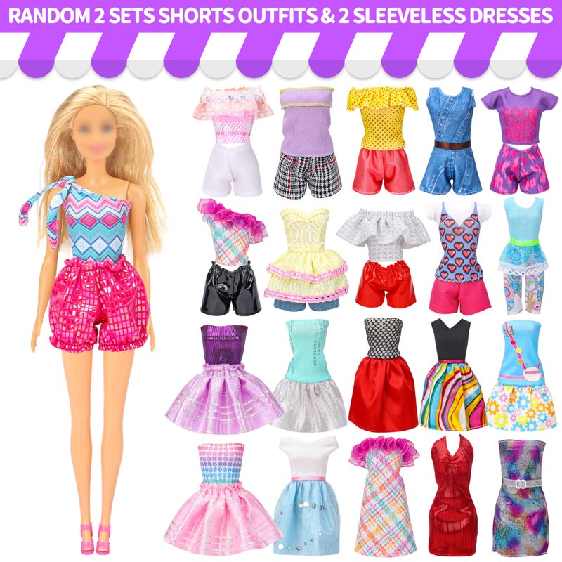 Style Shine 90 Pcs Doll Clothes and Accessories,2 Wedding Gowns 2 Evening Dresses 6 Fashion Dresses 4 Set Casual Outfit Top and Pant 2 Swimsuit,20 Hanger 10 Shoe 41 Accessories Toys for Girls Kid Gift - Image 5