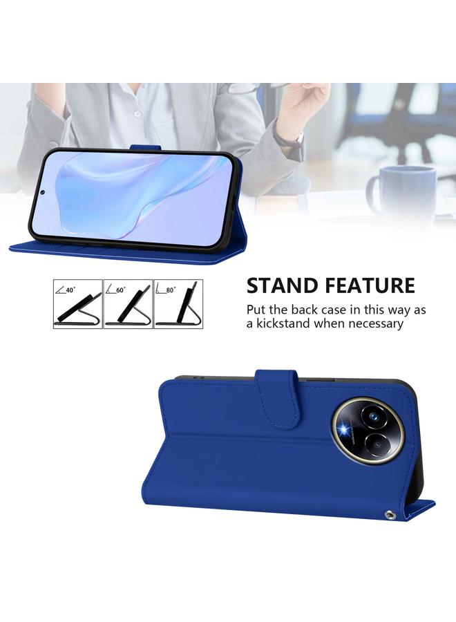 اس-توب جراب لهاتف Realme 11 5G Global Skin Feel جراب هاتف من الجلد بلون سادة مع حبل - Image 3