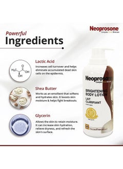 Neoprosone Neoprosone Brightening Body Lotion 400ml - For Dark Spots, Skin Brightening and Anti-Oxidant Properties, with Vitamin c and Alpha Arbutin Complex  - Image 2