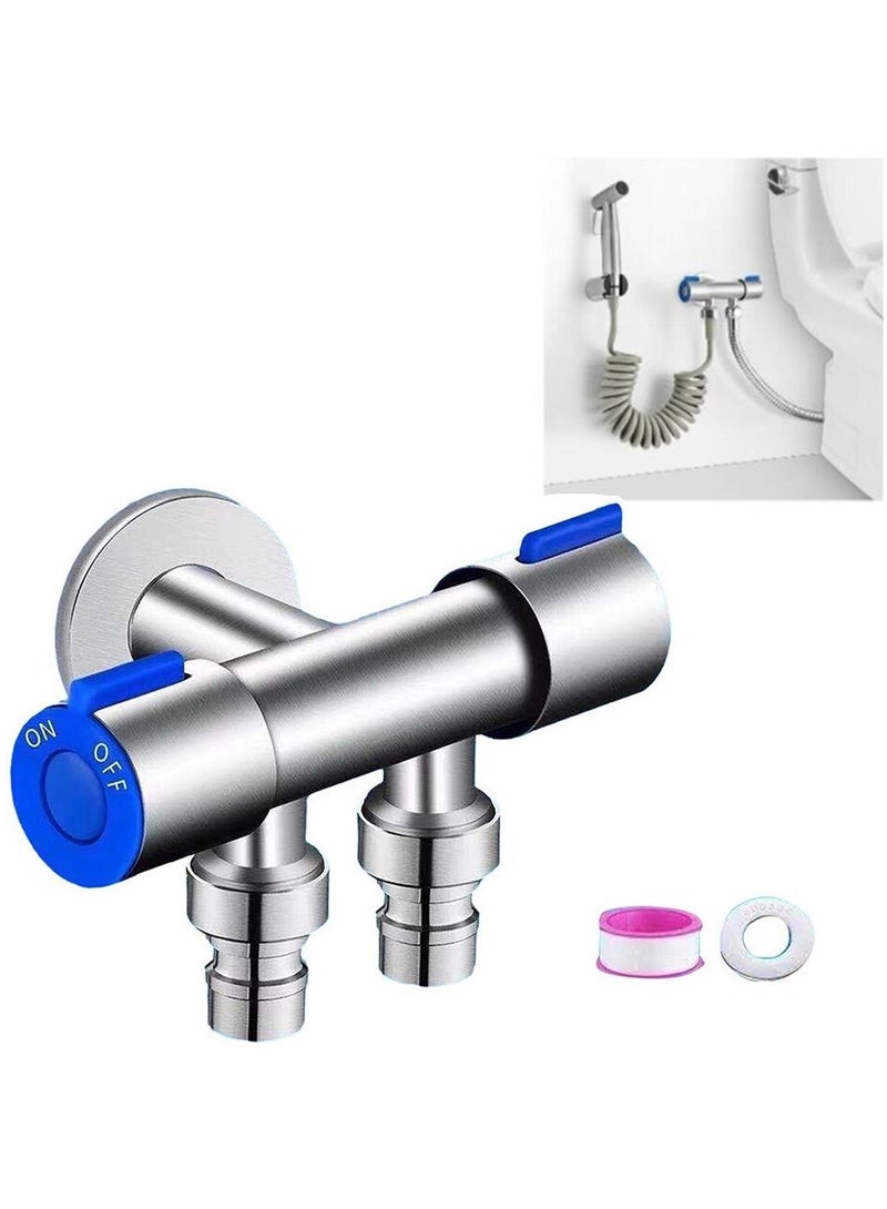 AROAQ Sturdy Stainless Steel Double Handle Water Faucet Triangle Valve Design - Image 1