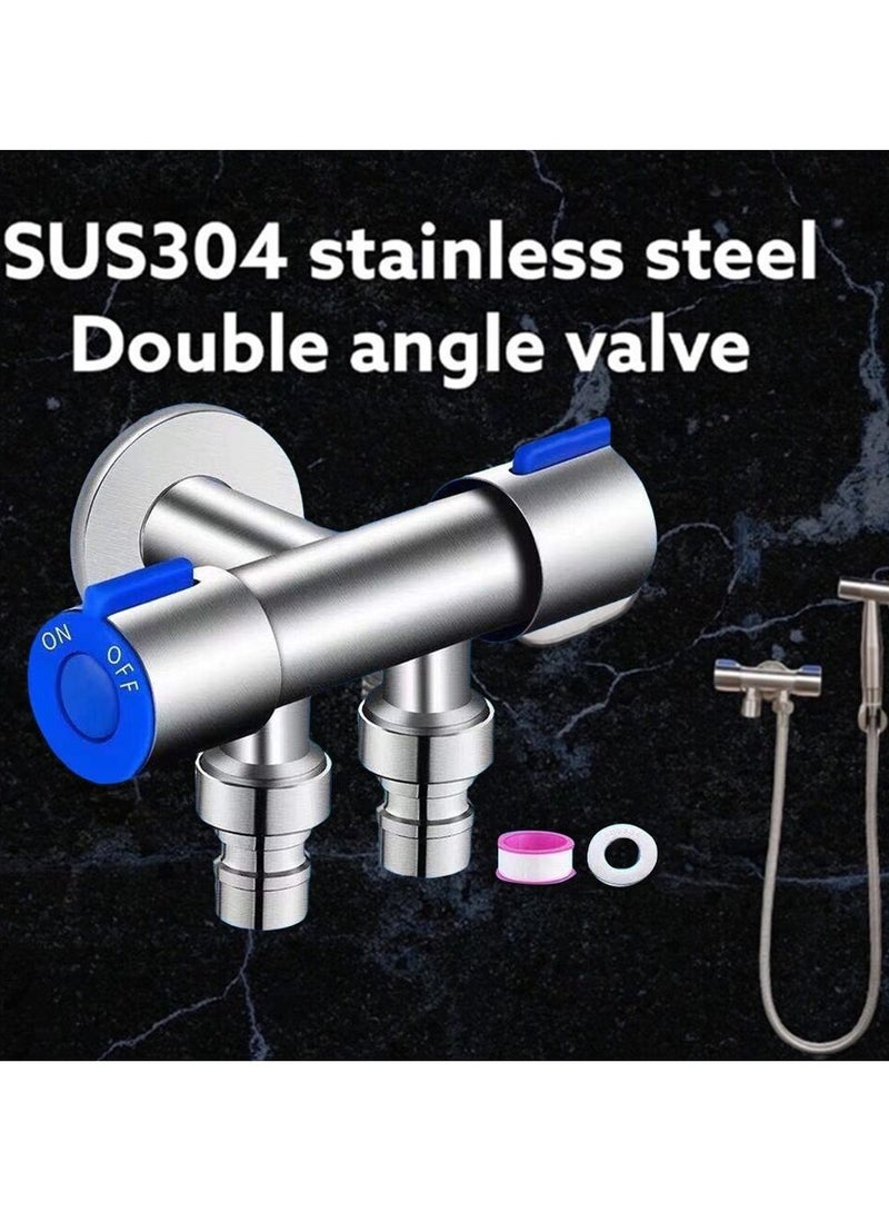 AROAQ Sturdy Stainless Steel Double Handle Water Faucet Triangle Valve Design - Image 2