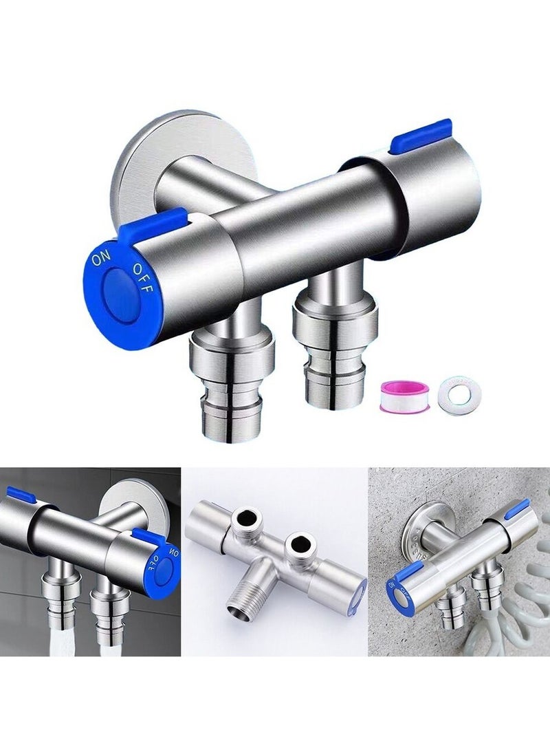 AROAQ Sturdy Stainless Steel Double Handle Water Faucet Triangle Valve Design - Image 3