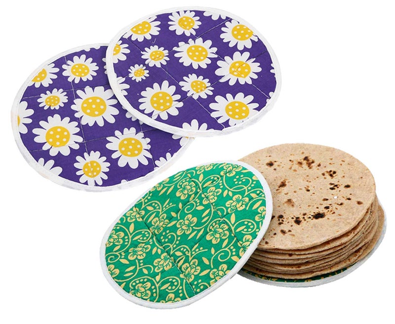 Atipriya Cotton 4 Pieces Roti Cover/Chapati Cover/Roti Rumals (multicolor,bright and beautiful) 2 Piece Top & 2 Piece Bottom - Image 1