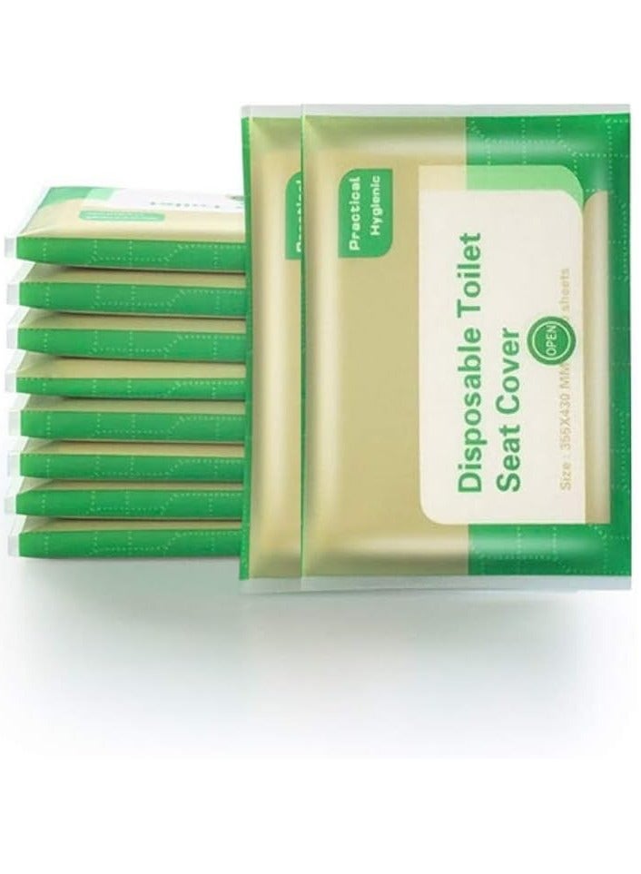 إسكدنيا 100 غطاء مقعد مرحاض قابل للشطف، قابل للذوبان في الماء، مغلفة بشكل فردي للسفر والتدريب على استخدام النونية وما إلى ذلك (10 عبوات قابلة لإعادة الغلق من 10) - Image 1