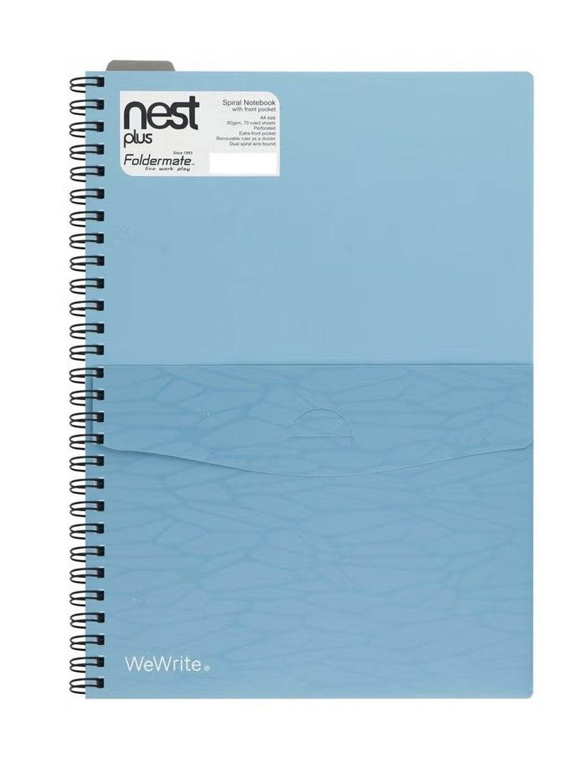 Foldermate 1-Piece A4 Size WeWrite Nest Plus Spiral Ruled Notebook with Pocket Assorted Colours - Image 4