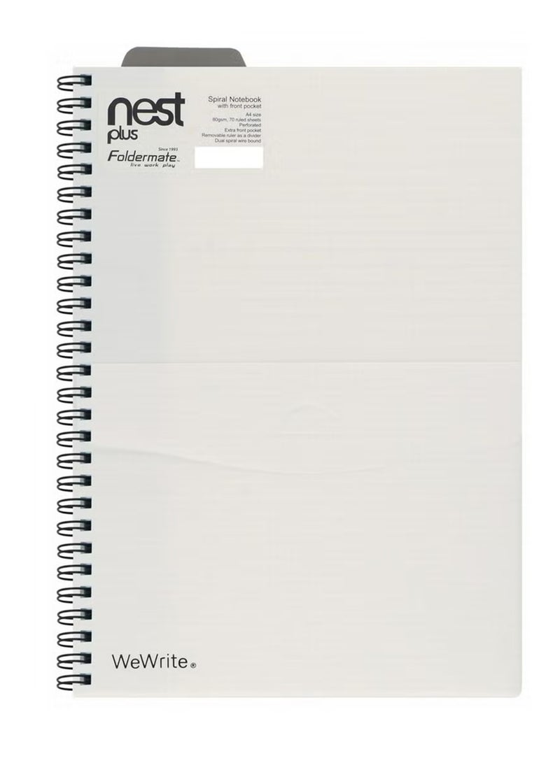 Foldermate 1-Piece A4 Size WeWrite Nest Plus Spiral Ruled Notebook with Pocket Assorted Colours - Image 3