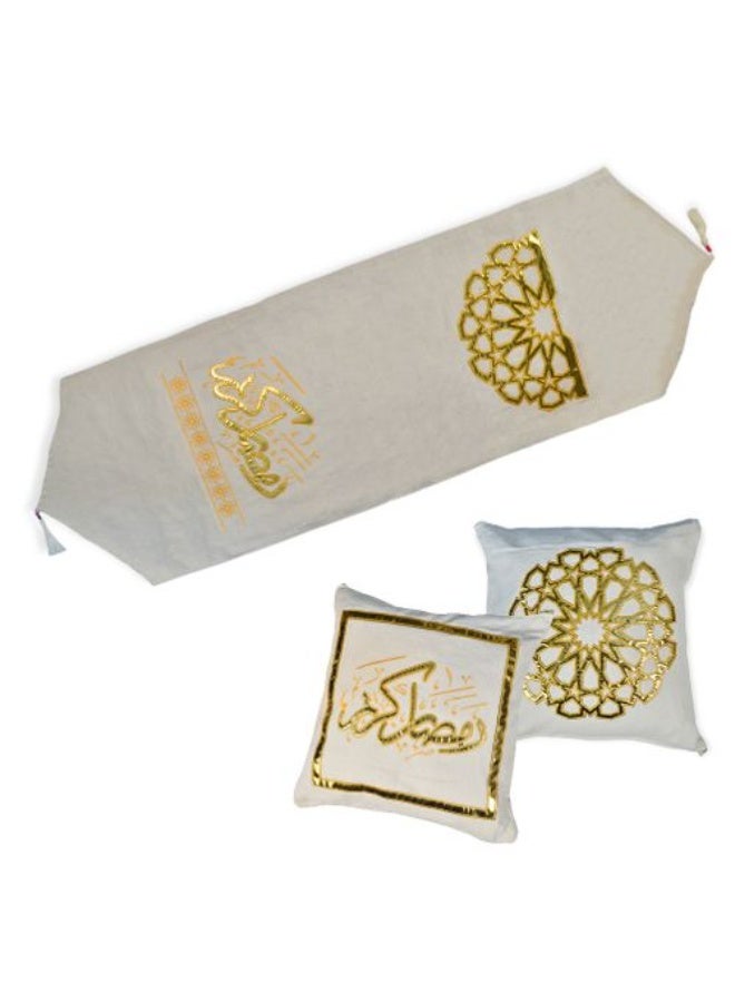 طقم رمضان مكون من مفرش طاولة و2 غطاء وسادة - Image 5