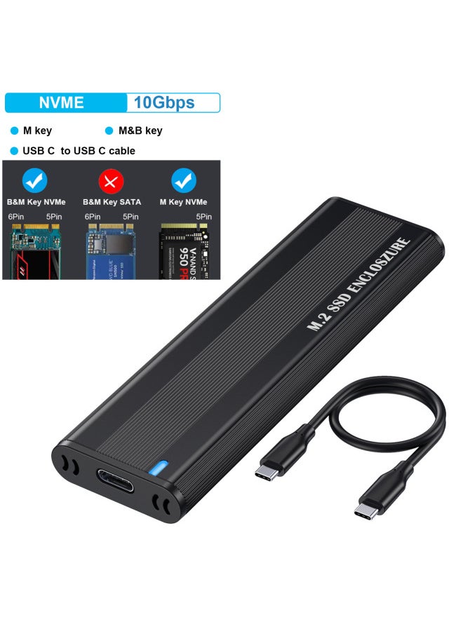 ماركة غير محددة صندوق محرك أقراص الحالة الصلبة USB 3.1 إلى M.2 Nvme بسرعة 10 جيجابت في الثانية وبروتوكول PCI من النوع C وصندوق محرك أقراص صلبة رقمي محمول بلون ثابت: NVME أحادي البروتوكول 10 جيجابايت CC  - Image 1