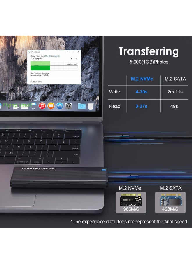 ماركة غير محددة صندوق محرك أقراص الحالة الصلبة USB 3.1 إلى M.2 Nvme بسرعة 10 جيجابت في الثانية وبروتوكول PCI من النوع C وصندوق محرك أقراص صلبة رقمي محمول بلون ثابت: NVME أحادي البروتوكول 10 جيجابايت CC  - Image 3