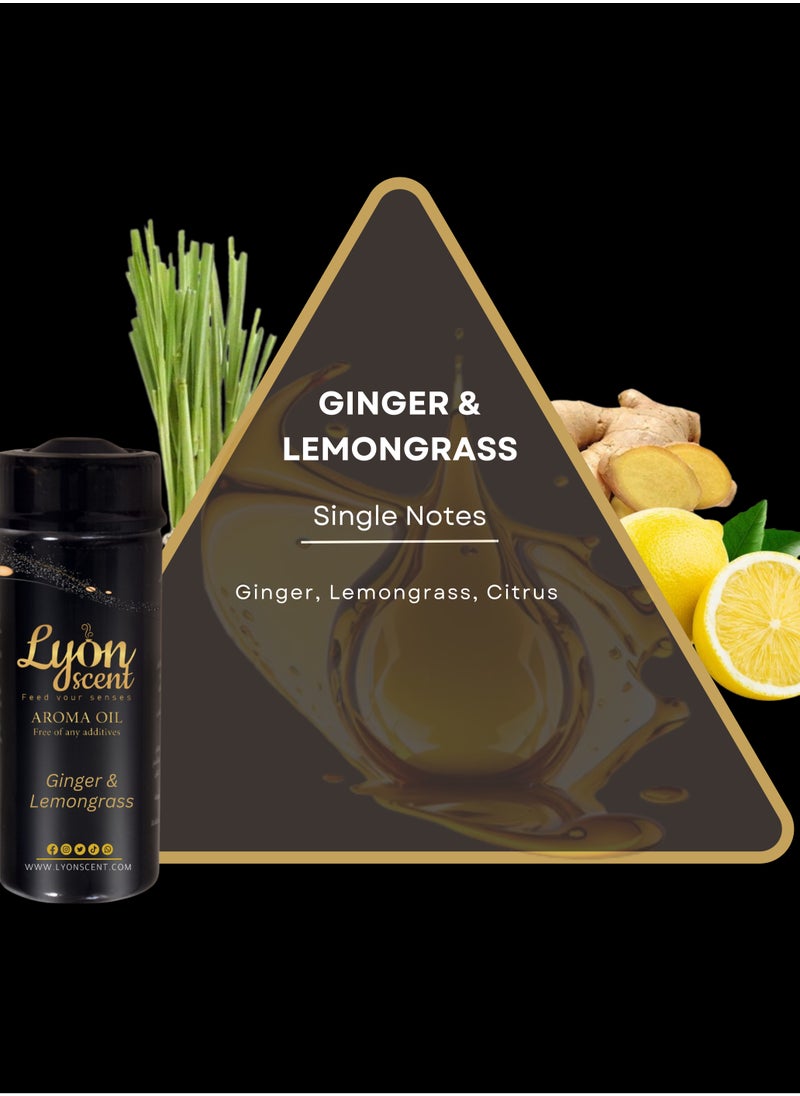 LYON SCENT - Lyon Scent Aroma Oil, 100% Pure Oil, Perfume for Air Freshener, Diffuser Aroma, Fragrance Oil, Air Freshener Oil refill, Essential Scented Oil, Luxurious Scent (Ginger & Lemongrass) - Image 1