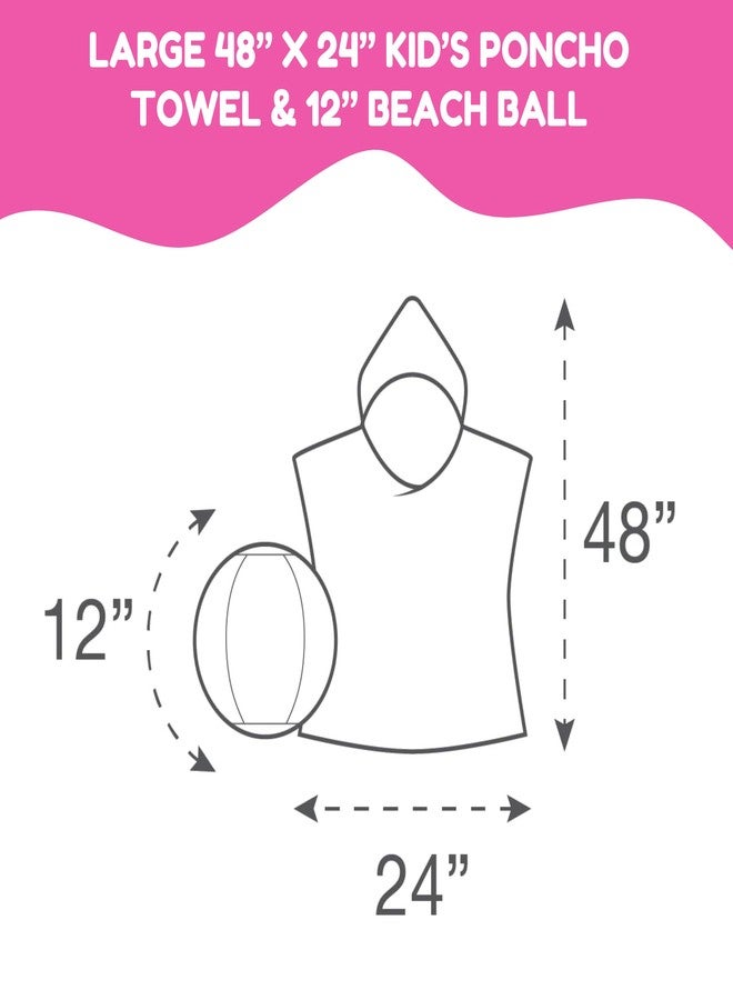 CocoNut Float Rae Dunn Kids Poncho Towel with Colorful 12" Beach Ball- 100% Cotton Hooded Bath Towel with Rainbow Popsicle Graphics, Great for Girls & Boys; Ideal for Pool or Beach Days, Fits 3-10 Yrs - Image 2