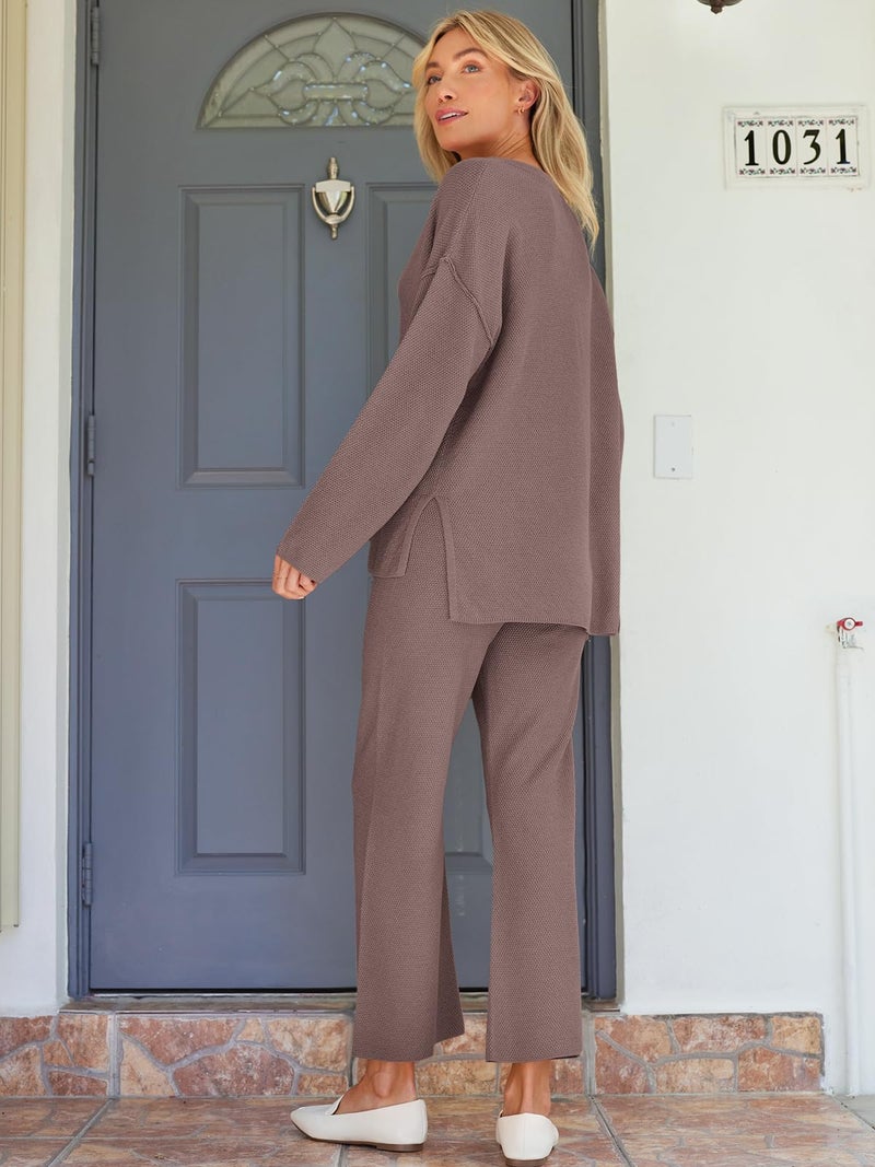 LILLUSORY Lounge Sets Womens Two 2 Piece Matching 2025 Fall Fashion Must Have Comfy Airport Outfits Clothes Clothing Trendy Knit Sweater Loungewear Travel Sweatsuit Sweat Suit Sets - Image 5