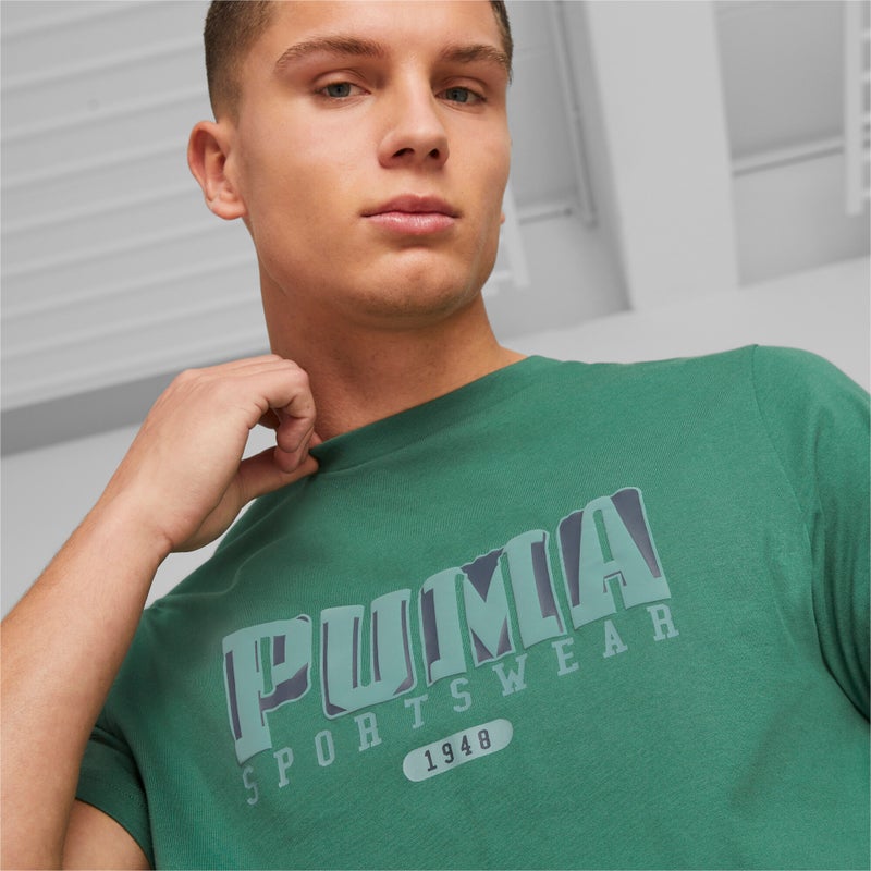 PUMA GRAPHICS Retro Mens Green T-shirt - Image 2