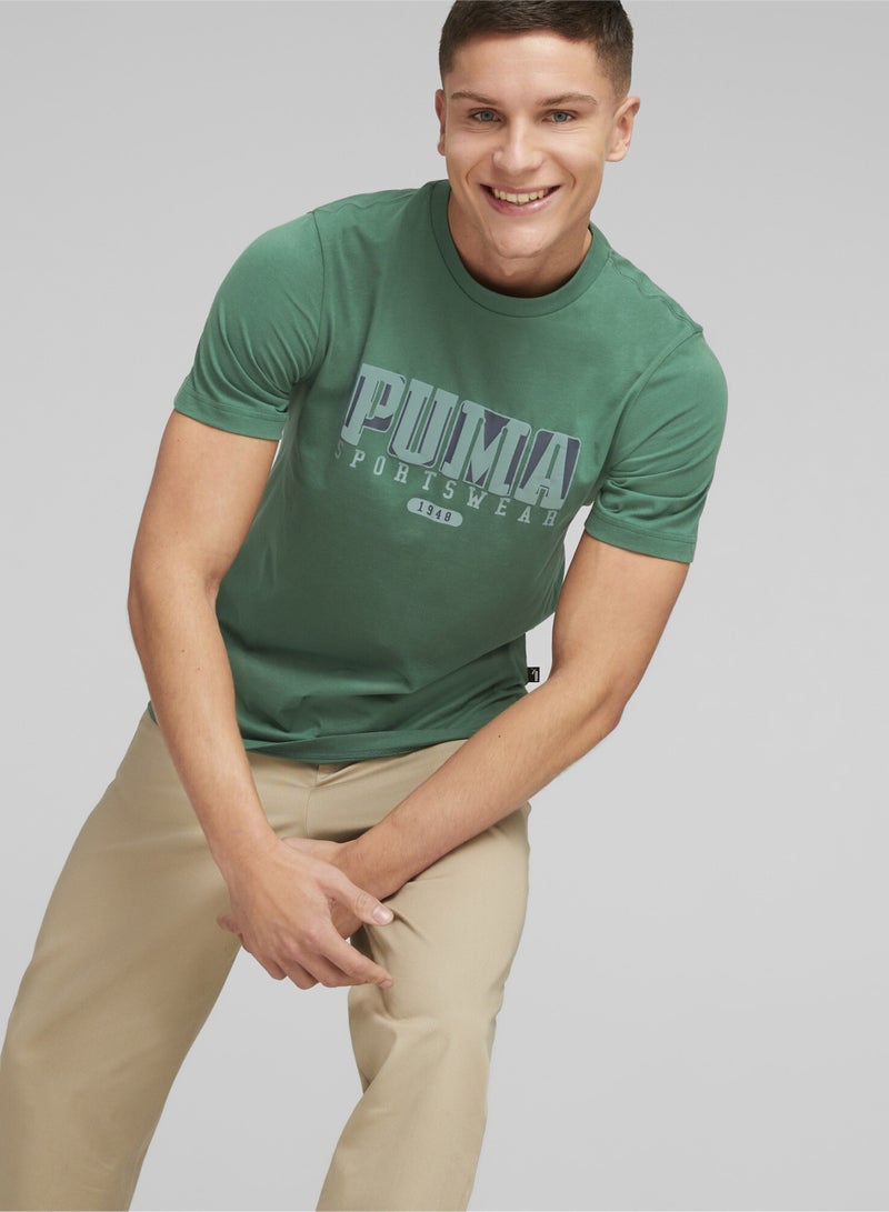 PUMA GRAPHICS Retro Mens Green T-shirt - Image 1