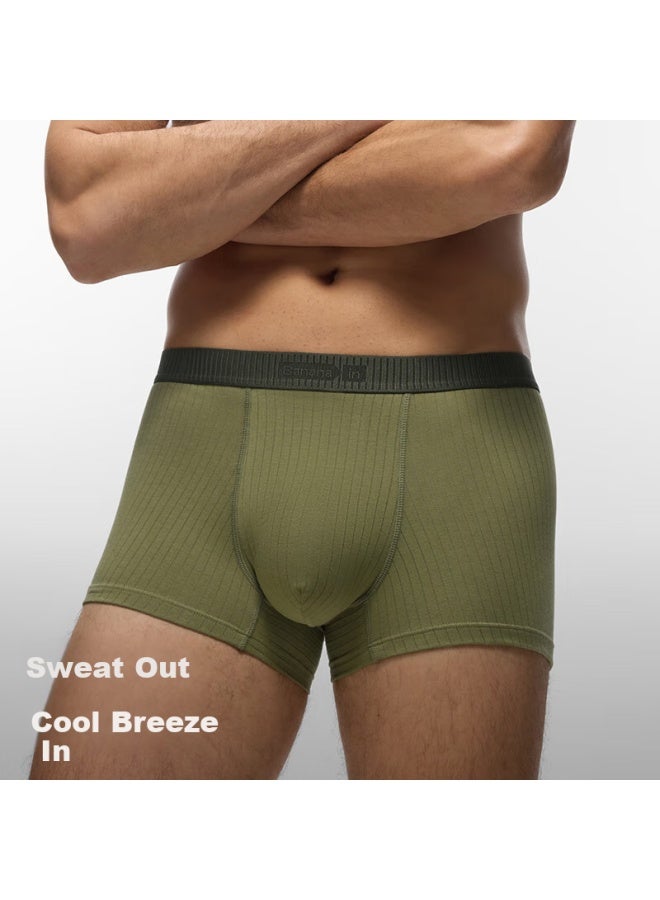 Bananain Silver Skin 3 Series Men's Underwear Pure Cotton 7a Antibacterial Summer Breathable Striped Non-sweat Stuffy Square Shorts Head 3 Pieces - Image 3