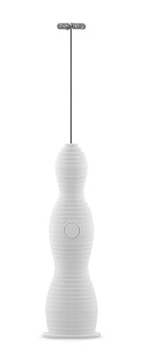 Alessi Pulcina MDL11 W Design Milk Frother Beater in Thermoplastic Resin Steel Whisk and Rechargeable Battery White - Image 1