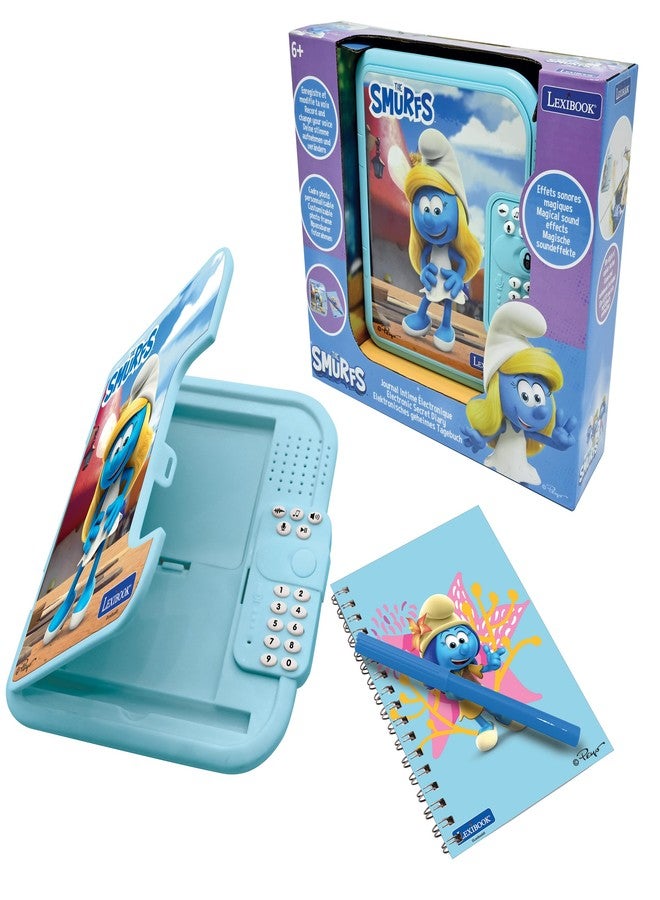 LEXiBOOK, The Smurfs, Electronic Diary Smurfs with Pen and Notebook Included, Interactive, Password, Fun Functions, Sound Effects, Blue, SD50SF - Image 1