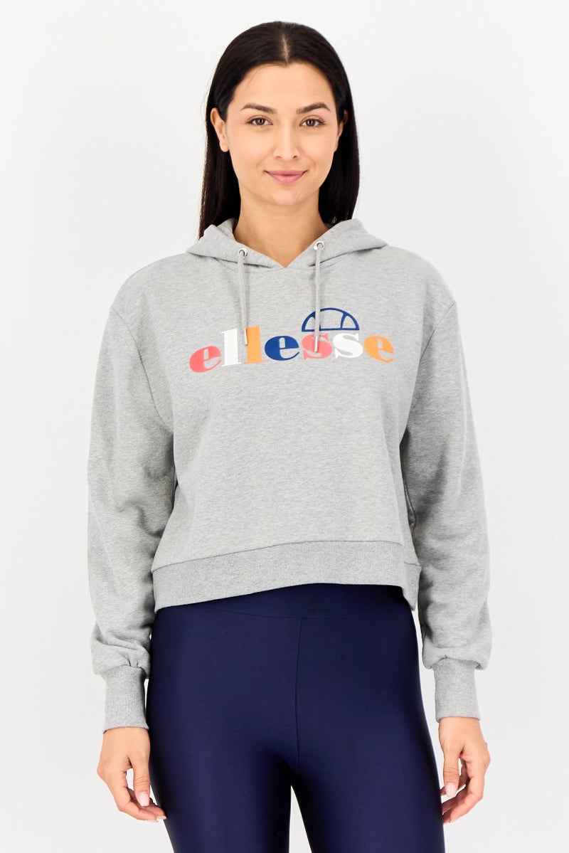 Ellesse هودي خارجي طويل الأكمام للنساء مع شعار العلامة التجارية، رمادي - Image 1