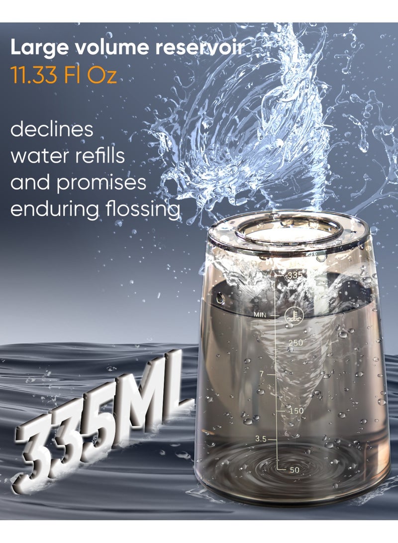 ماي سمايل جهاز تنظيف الأسنان بالماء اللاسلكي MySmile LP221 UVC القابل للتعقيم بسعة 335 مل مع شاشة OLED محمولة، مزود بأربع أوضاع وثمانية رؤوس نفاثة وحقيبة تخزين للاستخدام المنزلي والسفر (أسود وردي) - Image 5