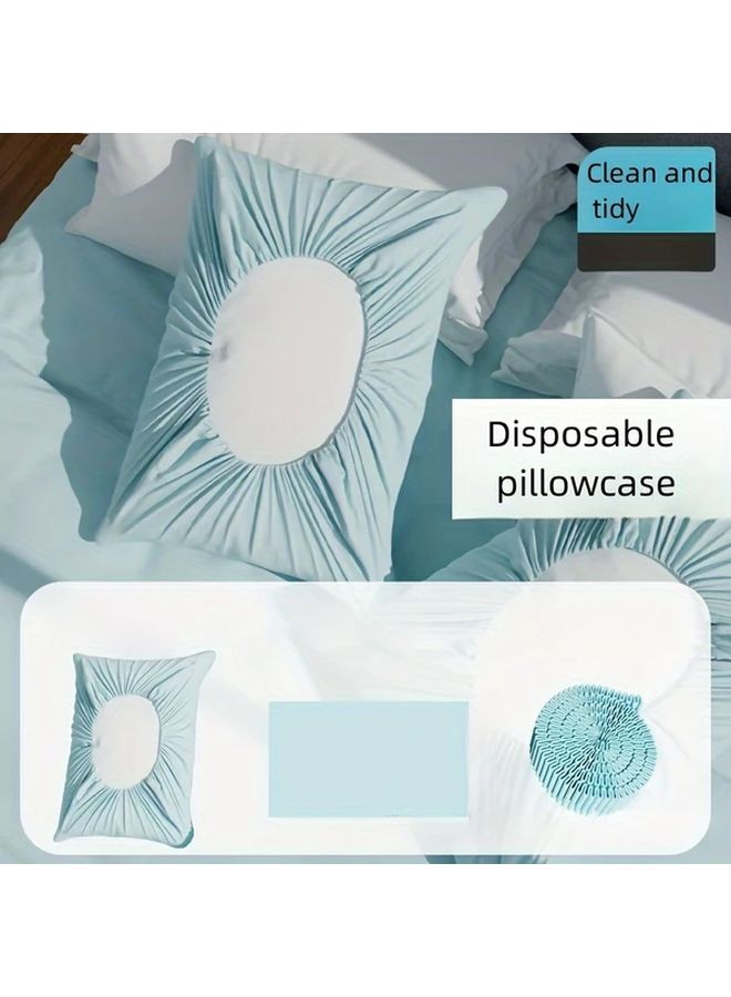 Blue 8 Pieces Disposable Travel Pillowcases 20x31 Inches Non Fabric Hotel Essentials - Image 2