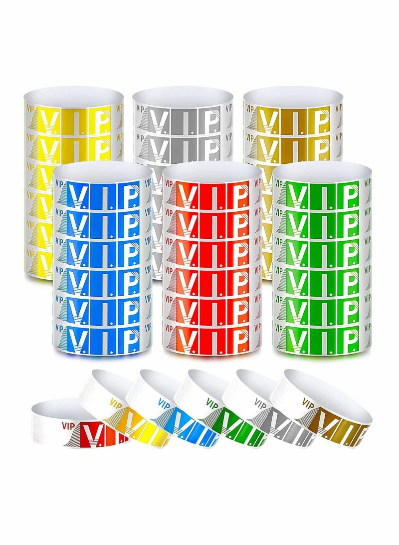 NIBEMINENT Paper Wristbands for Events VIP Armbands Neon Wrist Bands Waterproof Hand Party Concert Lightweight Bracelets Amusement Parks Identification 600Pack - Image 1