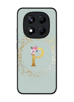 Stylizedd For Xiaomi Redmi Note 14 Pro 4G 4G Case,Slim fit Camera Protection, Shockproof Thin Phone cover  - Custom Monogram Floral - P  (Light Grey )  - Image 1