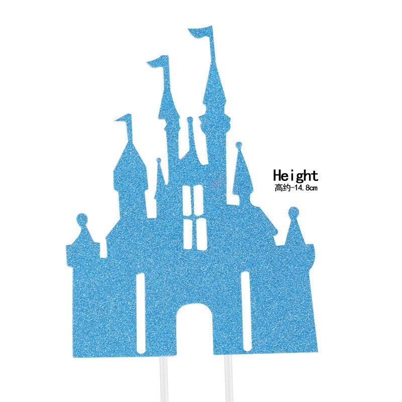 Internet Celebrated Girl Birthday Cake Decoration Ice Queen Elsa Princess Decoration Digital Birthday Light Plug-in Blue Castle 10