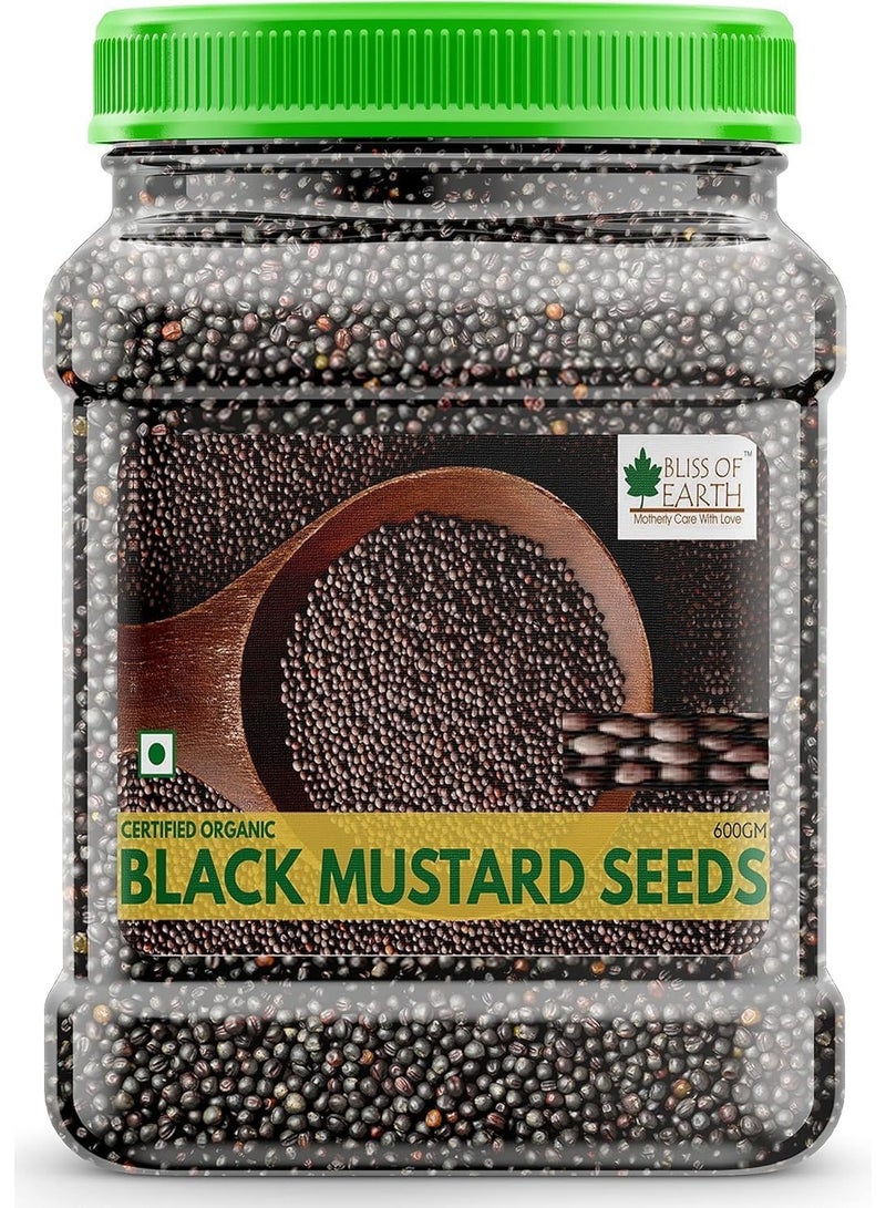 BLISS OF EARTH 600GM USDA Organic Black Mustard Seeds For Cooking Kali Sarson - Image 1